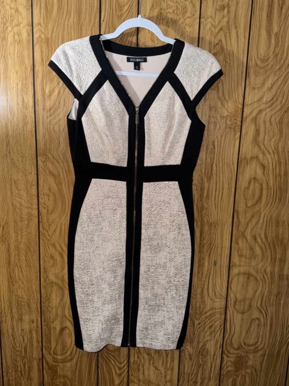ROZ&ALI cream/black sheath dress size 4P